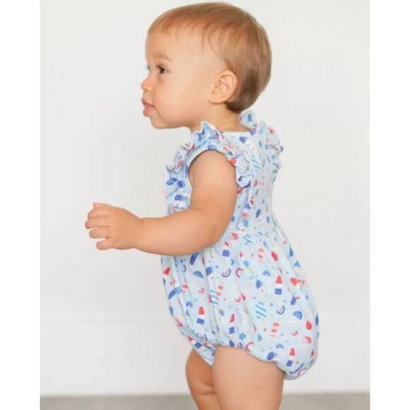 Ollie Jay Sweet Freedom Summer American Patriotic Romper 12/18 Months - Picture 2 of 5